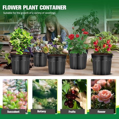Ziliny 40 Pcs 2 Gallon Plant Nursery Pots Bulk Flexible Plastic Pots for Plants Thickened Soft Seed Starting Container with Drainage Hole Garden Pot Flower Container for Succulents Seedlings