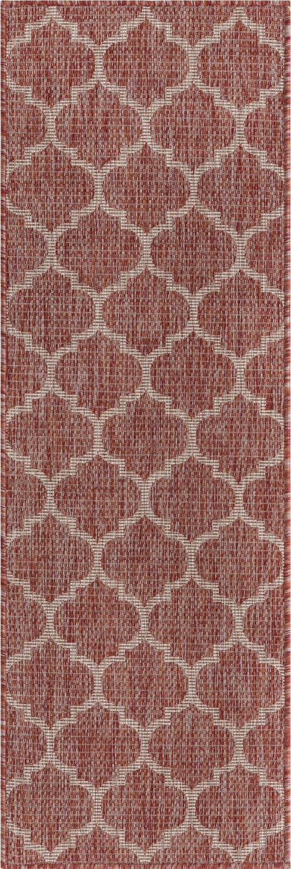 Unique Loom Outdoor Trellis Collection Area Rug (2' x 6' 1" Runner, Rust Red/ Ivory)