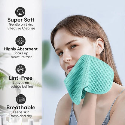 Microfiber Waffle Face Towels, 2 Pieces, Fast Drying, Lint Free 430 GSM