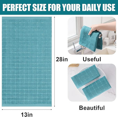 Homaxy 100% Cotton Terry Kitchen Towels, Checkered Designed, Soft and Super