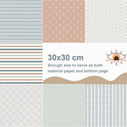 28 Sheet Boho Scrapbook Paper, 12"X12" Inch Scrapbook Papers, 90 lb/160 gsm Scrapbook Paper Double-Side Print (BOHO 2)