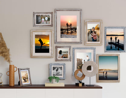 Gdfmsc 11x14 Rustic Picture Frame with Mat for 8x10, Decorative Distressed Beaded Wooden Real Glass, Vertical or Horizontal Display Photo Gallery Wall & Tabletop Frame, White Washed Brown