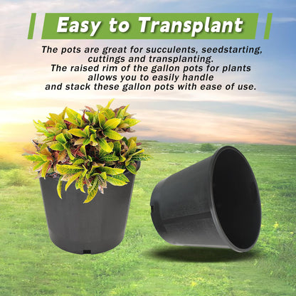 HOSTIC 3 Gallon Flexible Nursery Pots Gallon Pot with Drainage Holes Plastic Plant Container Suitable for Indoor Outdoor Vegetables Flowers Plants 10 PCS