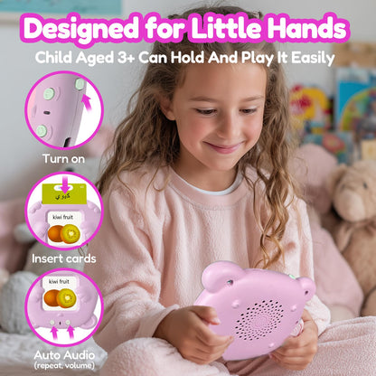 MoLingvora Bilingual Talking Flash Cards for Kids - Arabic English Flashcards Children Adults, 510 Sight Words, ABC Alphabet, Pocket Speech for Toddlers, Audible Sensory Toys (Arabic, Pink)