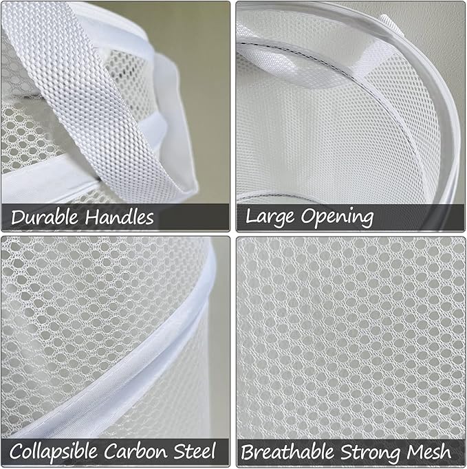 BATTOO Large Collapsible Laundry Basket Foldable Mesh Pop Up Hamper
