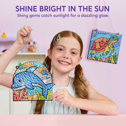 Klever Kits Diamond Art Kits for Kids, 4PCS Gem Painting Kit, Window Art Suncatchers Mosaic Kits Crafts for Girls Boy Birthday Gifts Toys Age 6+