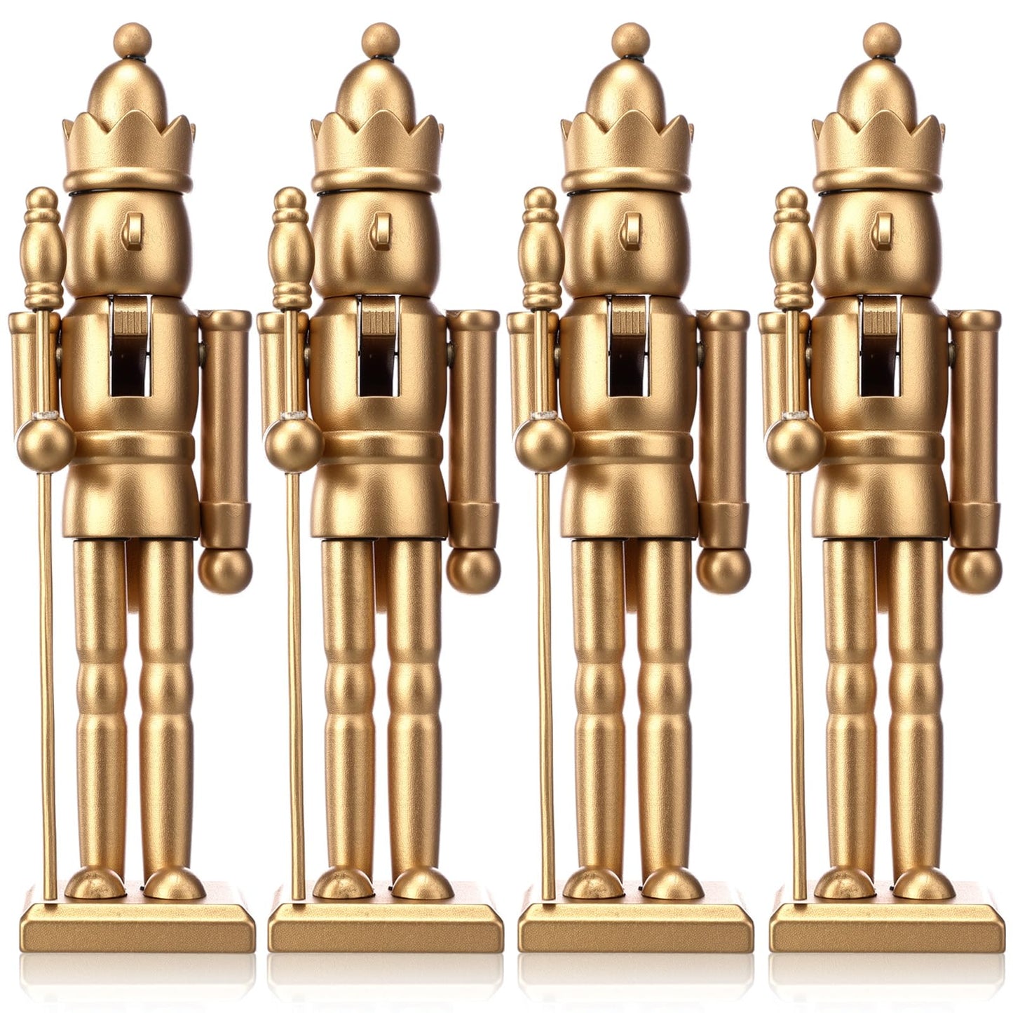 Roowest Christmas Nutcracker Figure 7 Inch Gold Wooden Doll Decoration Set Including Nutcracker with King Shape and White Beard for DIY Crafts Christmas Decorations(4 Pcs)