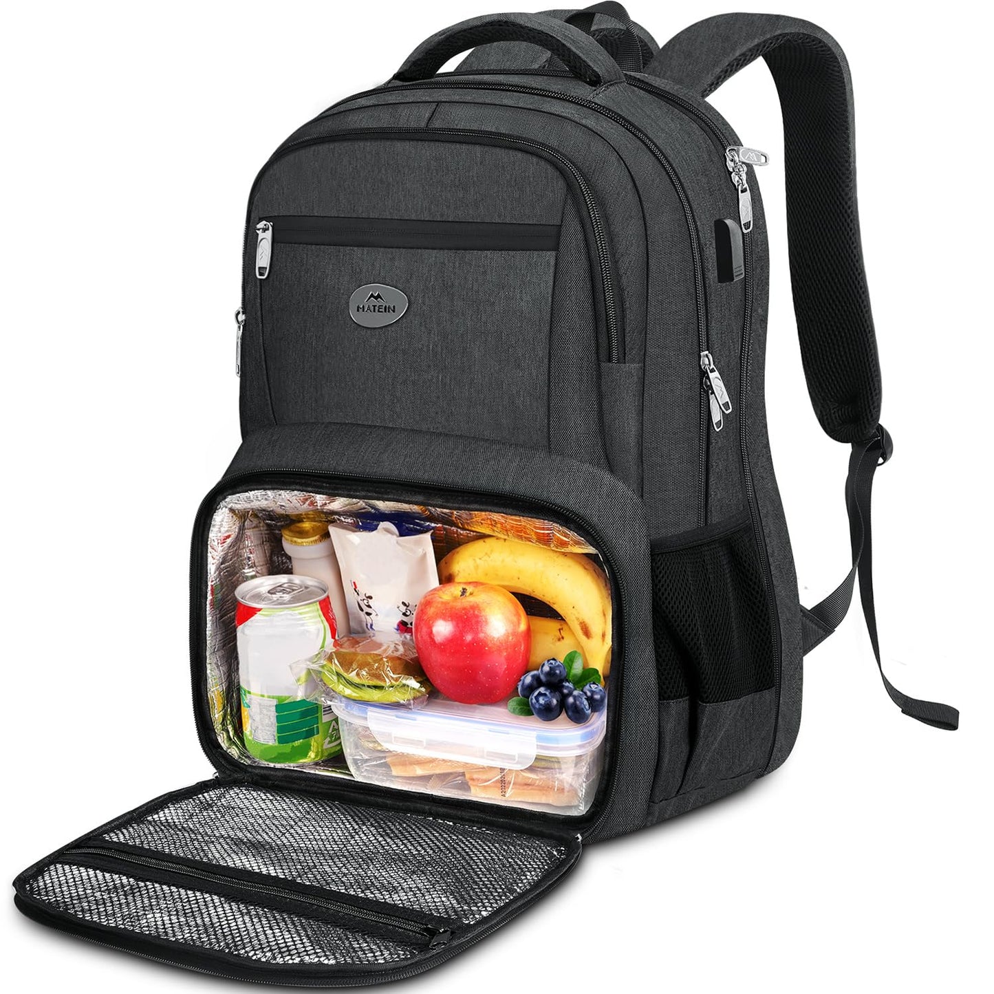 MATEIN 18 Inch Backpack for Men, Extra Large Work Backpack with Lunch Compartment, Water Resistant Insulated Cooler Computer Bag with USB Port, Sturdy Padded Carry On Laptop Daypack for College Travel