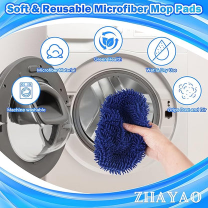 Coral Fleece Mop Pads, Reusable Wet/Dry Compatible