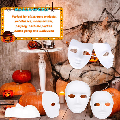 Fahacop 60 Pcs Paper Mache Mask Paintable White Masks DIY Paper Mache Masks for Halloween Artistic Theater Cosplay Art Class Party Decorations, 3 Sizes