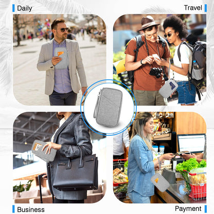 Passport Holder Family, Women Rfid Blocking Passport Wallet, Travel Essentials Premium Wallets, Waterproof Passport Holders Bag for Men Traveling, Travel Document Organizer Credit Cards Case