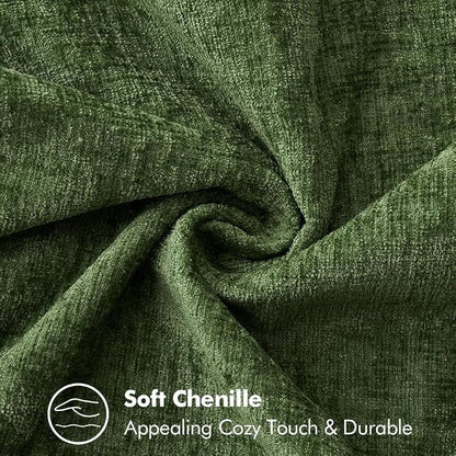 MIULEE Pack of 2 Euro Sham Pillow Covers 26x26 Inch Moss Green Farmhouse Decorative Throw Pillow Covers with Stitched Edge Soft Chenille Pillow Covers for Couch Sofa Bed Living Room, Forest Green