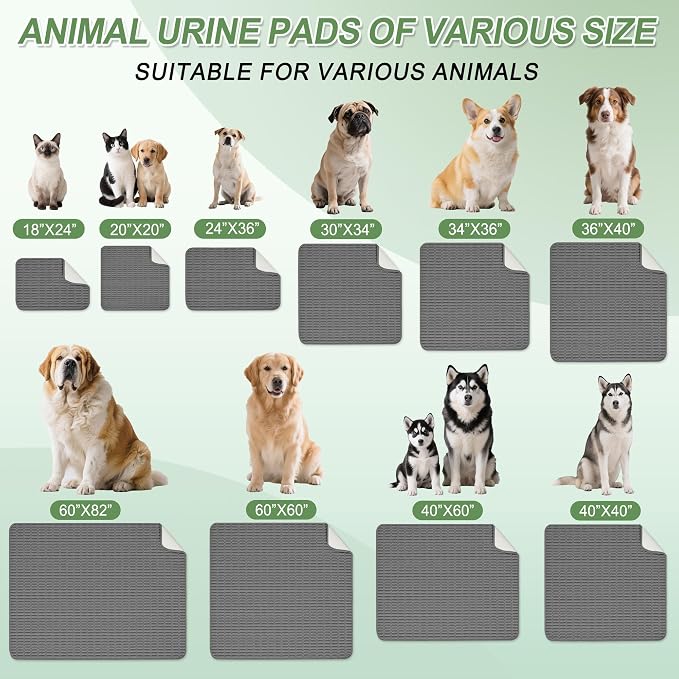 Washable Pee Pads for Dogs, Reusable Puppy Pads Dog Pads, Non-Slip Dog Pee Pads, Leakproof Pet Pee Pads Wee Wee Pads for Dogs. (Dark Grey, 60"x82"(Pack of 1))