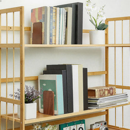 Eaasty 4 Pairs Wooden Bookends for Heavy Books, Walnut Wood Book Holders, Sturdy Non-Skid Book Stops for Shelves and Office Desk, 5.2 x 3.2 x 4.2 Inches