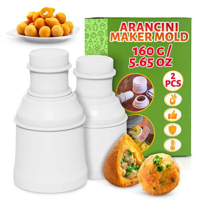 Arancini Maker Mold Set of 2 – 160g/5.65oz Rice Ball Maker Mold, Traditional Italian Rice Balls – Round & Pointed Shapes, Easy Handling, Quick Cleanup | Comfortable Grip for Home or Professional Use