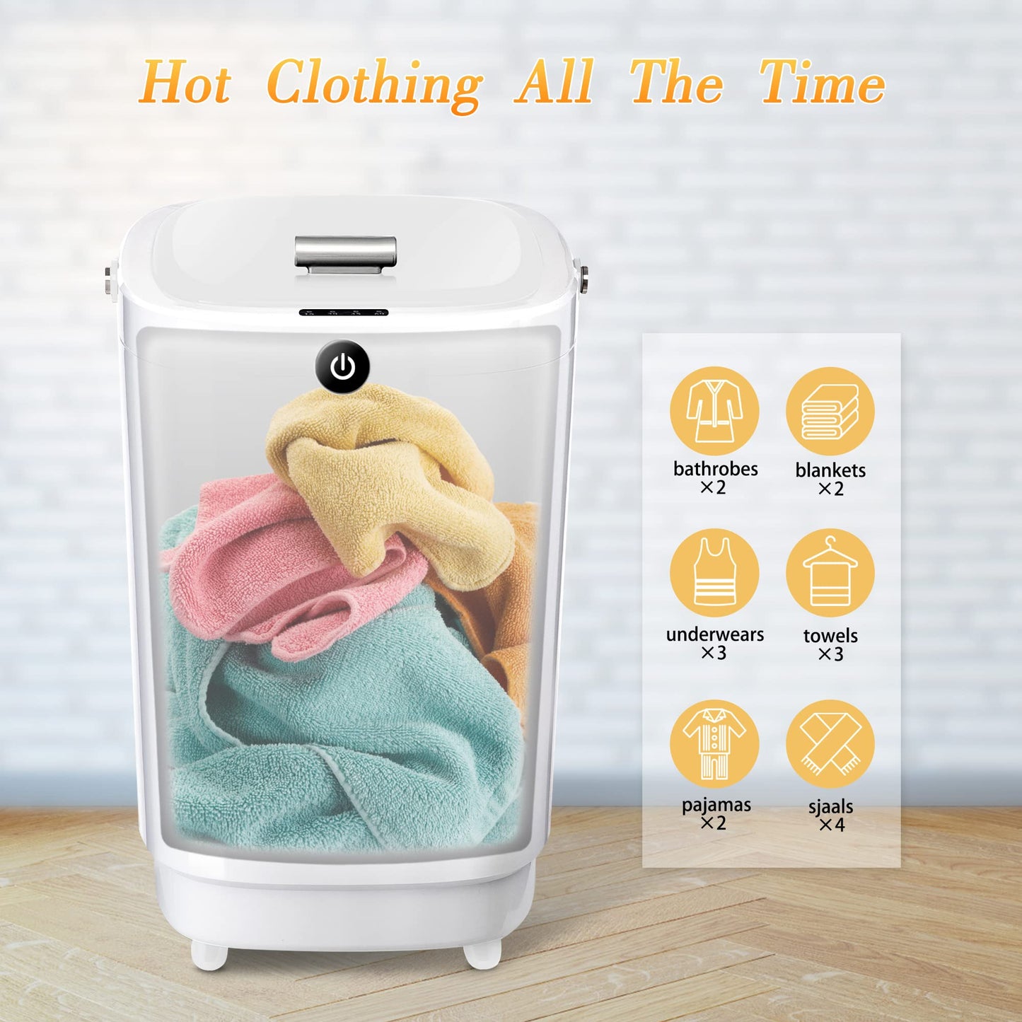 Large Towel Warmers for Bathroom,Luxury Portable Bucket Towel Warmer Fits Up to Two 70"X80" Oversized Towels with Timing Auto Shut Off, Yellow