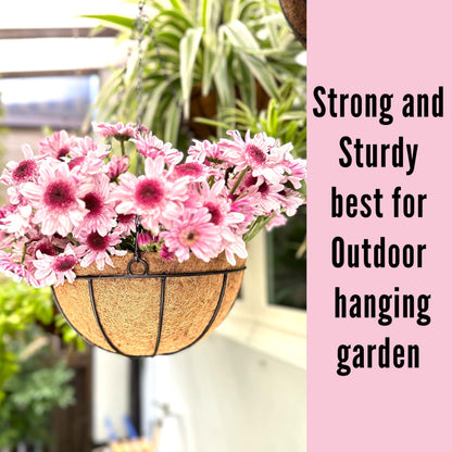 LaLaGreen Hanging Planters with Coco Liners (12 Inch, 3 Pack) Hanging Baskets for Plant Outdoor, Hanging Plant Pot Flower Metal Wire Round Holder Hanger Hook Chain Deck Porch Garden Balcony Boho Decor