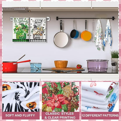 12 Pcs Seasonal Kitchen Towels Set