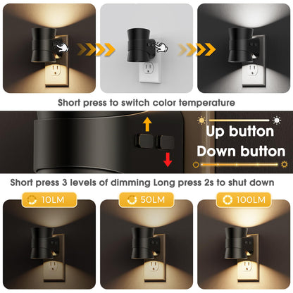 L LOHAS LED Night Light, Bubble Night Lights Plug into Wall,2 Pack 3000K/4000k/5000K Adjustable Color Temperature Night Light,Dimmable Nightlights with Dusk to Dawn Sensor for Rooms Bathroom Hallway