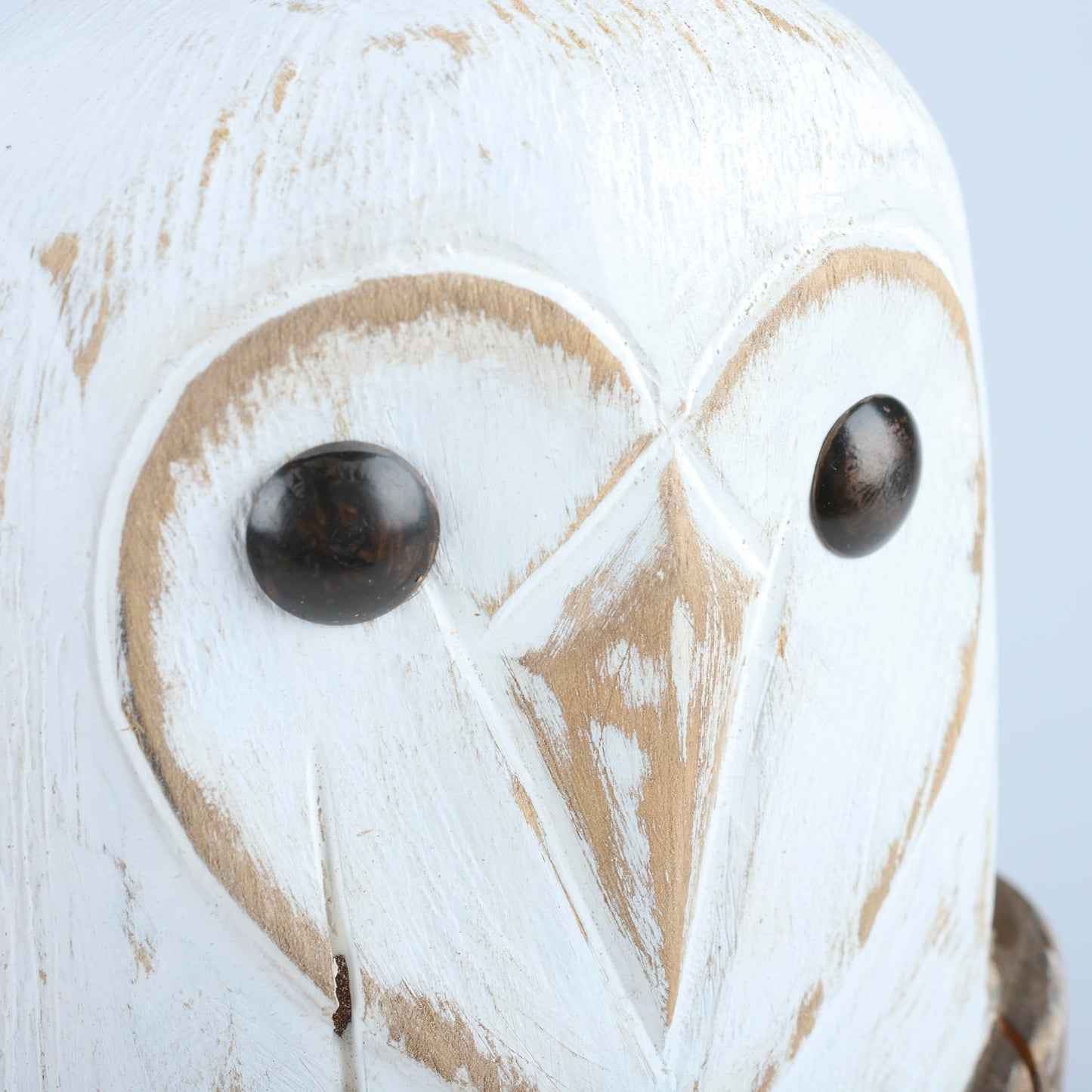 Primitives by Kathy Sitter - Barn Owl, from Our Haunted White Collection displaying a Wood Sculpture Inspired Design Made of Natural Wood with Painted Accents and Distressed Details