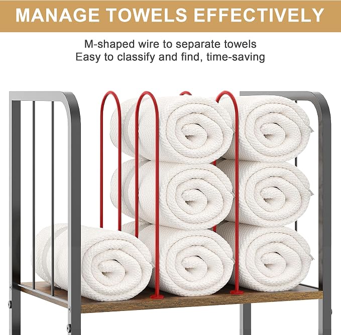 Towel Rack Free Standing 3-Tier M-Shaped Detachable Dividers, Durable Metal Towel Holder for Bathroom, Pool Towel Rack, Space-Saving Towel Storage Organizer, Modern Bath Towel Shelf Patent Pending