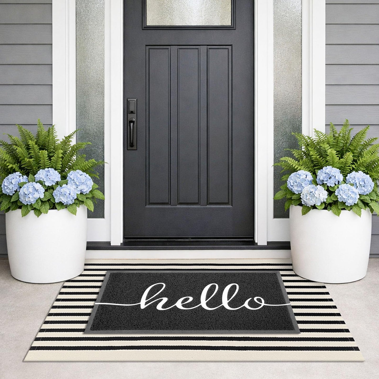 KILOCOCO Beige Striped Rug 2.3'x3.6' Indoor Outdoor Rugs Front Door Mat Hand Woven Cotton Washable Striped Layered Doormats for Front Porch/Kitchen/Farmhouse/Entryway/Patio