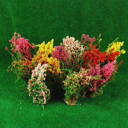 NWFashion 20PCS Miniature Colorful Flower Cluster Miniature Shrubs Bushes Static Grass Random Style Model Tree Scenery Accessories (20)