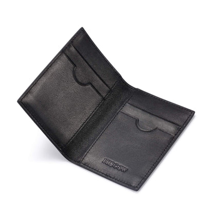 HISCOW Slim Leather Credit Card Holder 4cc for Men & Women, Italian Calfskin (Black)