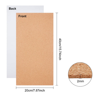 BENECREAT 6 Pack 15.7x7.8 Inch Back-Adhesive Cork Sheets (2mm Thick) Insulation Cork Backing Sheets for Coaster, Wall Decoration, Party and DIY Crafts Supplies