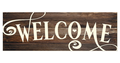 Welcome Rustic Wood Wall Sign 6x18 (Brown)