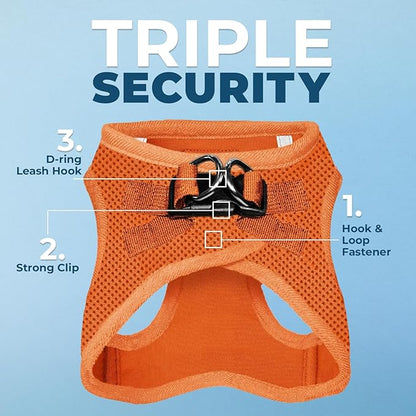 Best Pet Supplies Voyager Step-in Air All Weather Mesh Harness and Reflective Dog 5ft Leash Combo with Neoprene Handle, for Small, Medium and Large Breed Puppies - Orange, Medium
