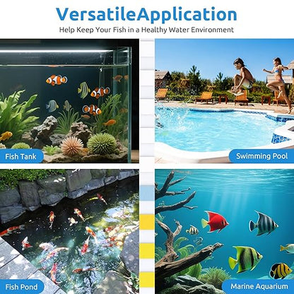 SEAOURA 9-in-1 Aquarium Test Kit for Fish Tanks - 65 Strips Water Testing Strips for Aquariums & Ponds Accurate Testing Iron，Copper，Nitrate，Nitrite，Chlorine，Hardness，Alkalinity，Carbonate，pH