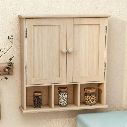 TaoHFE Natural Wooden Color Bathroom Wall Cabinet with 2 Door Adjustable Shelves,Over The Toilet Storage Wall Mounted Medicine Cabinets for Bathroom Laundry Room Kitchen