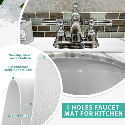 Tioncy 2 Pcs Faucet Mat Sink Splash Guard Oval-hole Oval Splash Pad
