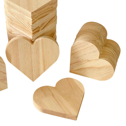 4 Inch 24 Pack Unfinished Wooden Heart Block 4" x 4.5"-9/16" Thick Wooden Heart Slice Freestanding Blank Wood Love Signs Natrual Wood Coaster for Decor Painting DIY Craffs