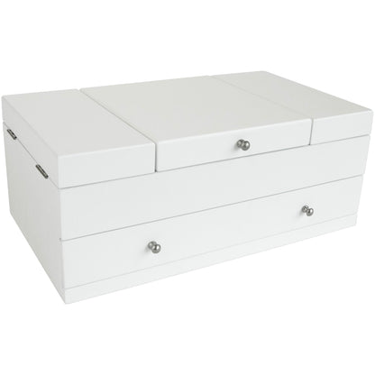Mele and Co Everly Wooden Triple Lid Jewelry Box in White