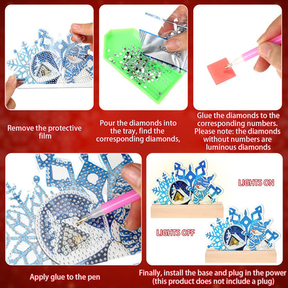 Chunful 13 Pcs Seasonal Diamond Art Tabletop Interchangeable Holiday Diamond Art Painting Kit with Wooden Light Base for 4th of July Summer Table Tiered Tray Home Office Tabletop Centerpiece Decor