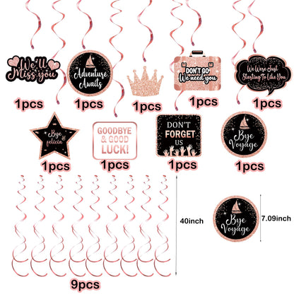 Rose Gold Farewell Party Decorations Supplies Kit, Will Miss You Banner, We Will Miss You Decorations, Going Away Party Hanging Swirls Decorations