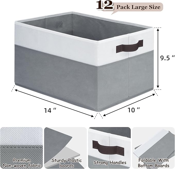 Criusia 12 Pack Large Storage Baskets