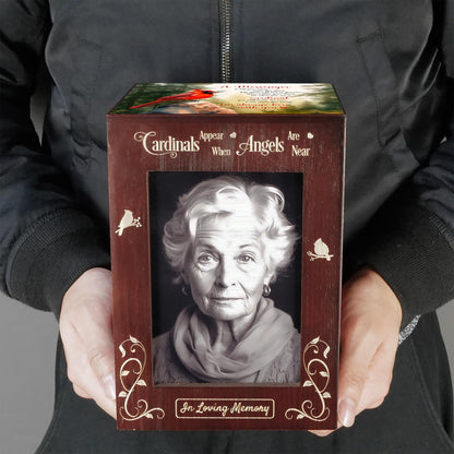CHIEMOT - Wooden Cremation Urns with Photo Frame for Human Ashes Adult Female Male, Wood Urns Box and Casket, Funeral Decorative Urn with Picture for Adults Up to 200 lbs (Large, Cardinal)