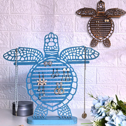 Tnstbiee Turtle Earring Holder Organizer Natural Wood Jewelry Stand for Women and Girls Wall Mount Display for Earrings Necklaces and Accessories 12 * 11 * 0.9in Versatile Design Ideas decoration