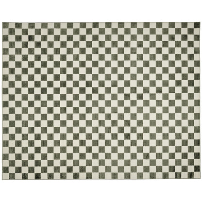 Revival Rugs Gambit 4'x6' Area Rugs for Kitchen Bedroom Dining Room - Washable, 100% Recycled, Oeko-TEX Certified, Modern, Medium Pile, Green, Beige