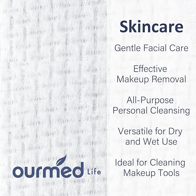 Ourmed Life Disposable Face Towel, Biodegradable Makeup Remover Wipes