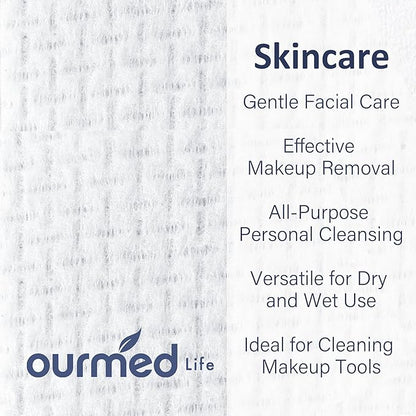 Ourmed Life Disposable Face Towel, Biodegradable Makeup Remover Wipes