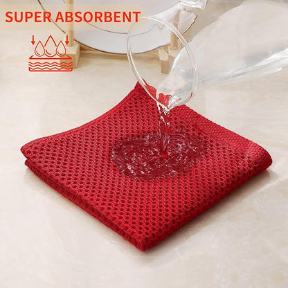 Kitinjoy 100% Cotton Kitchen Dish Cloths, 12 Pack Waffle Weave Ultra Soft