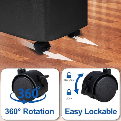 Slim Laundry Hamper with Lid and Wheels, Small Rolling Laundry Basket with