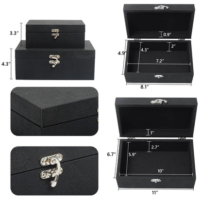 DECOR4SEASON Faux Shagreen Leather Decorative Storage Boxes Set of 2, Black