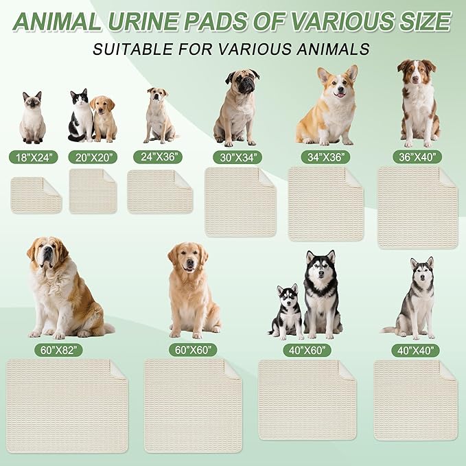 Washable Pee Pads for Dogs, 2 Pack Reusable Puppy Pads Dog Pads, Non-Slip Dog Pee Pads, Leakproof Pet Pee Pads Wee Wee Pads for Dogs. (Cream White, 30"x34"(Pack of 2))