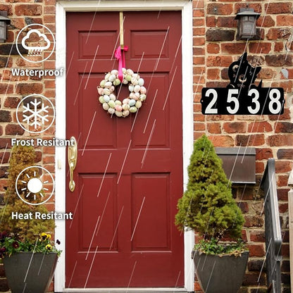 Metal Cat Address Plaque, Address Number, Waterproof, Horizontal & Vertical Mounted Address Sign for House Home Office Street Yard Mailbox