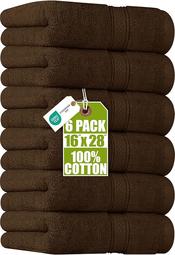 Utopia Towels 6 Pack Premium Hand Towels Set, 16 by 28 inches, 100% Ring Spun